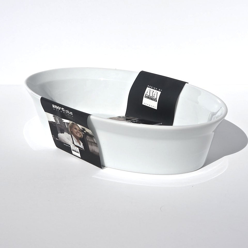 250°C Plus Porcelain Poletto collection by ASA Selection consists of various gratin/baking dishes - each with a lid - that become a real “service system” for the table. Oval Gratin - 22 x 12 x 6cm. 0.5L. SKU 52020-017. UPC/EAN 4024433270706.