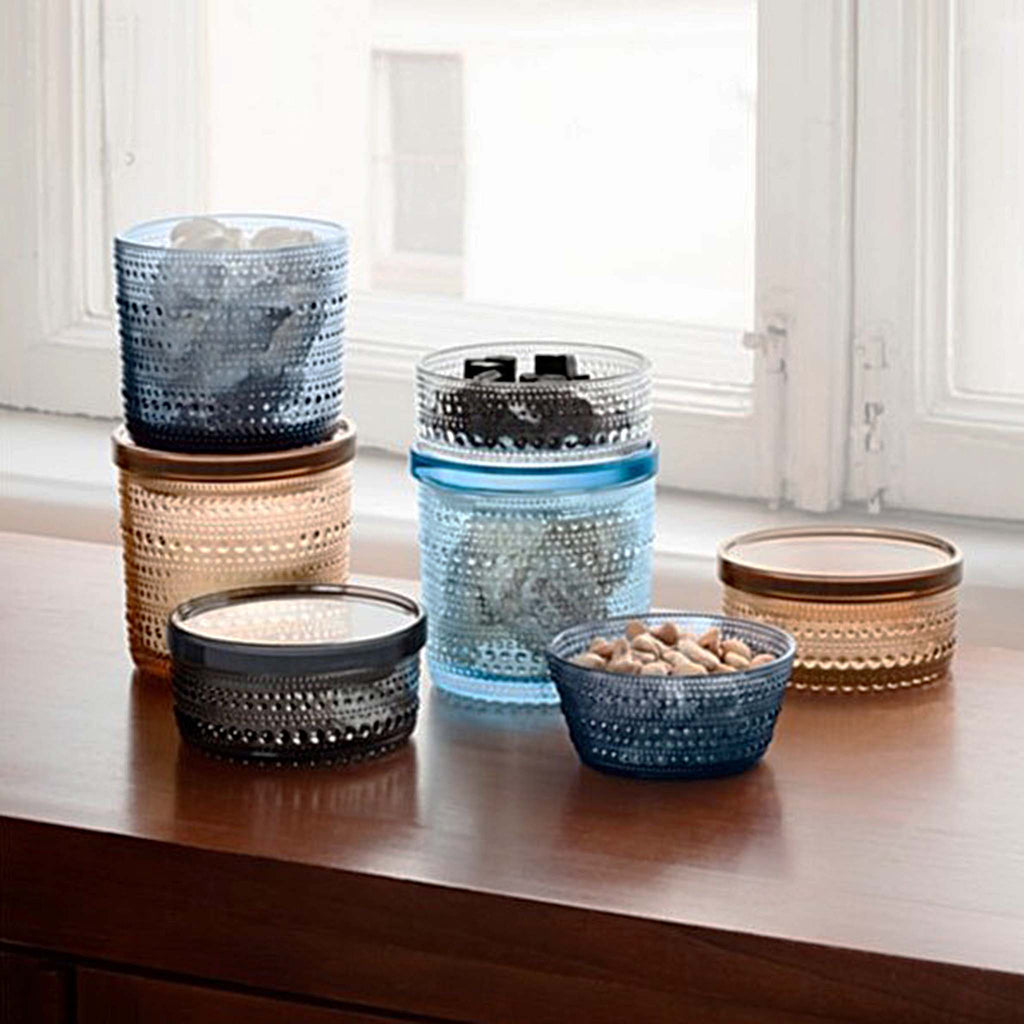 Iittala Kastehelmi Jars. Each piece plays with light in a way that truly showcases the reflective beauty of the glass. 