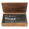 DAVID MELLOR CUTLERY Paris 44-piece cutlery canteen walnut PRODUCT CODE 4992056 Handmade walnut canteen box containing:  6 table knives 6 dessert knives 6 table forks 6 dessert forks 6 soup spoons 6 dessert spoons 6 tea spoons 2 serving spoons