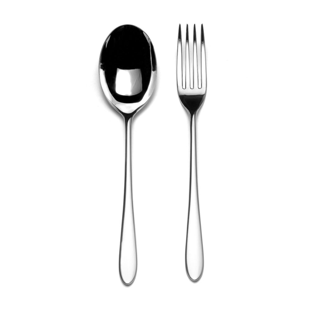 David Mellor Design Pride stainless steel large serving spoon and serving fork set. SKU 2522292. An acknowledged modern classic. David Mellor’s first cutlery, designed in 1953, is now in many international collections.  The simple elegance of Pride encapsulates the modern ethos of the Festival of Britain on the South Bank in 1951.