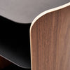 Apto Contour Side Table in walnut plywood and black powder-coated steel. SKU 10801. Bring style and function to any room with this modern three-tier steel and wood side table. Designed with your lifestyle in mind. The table features an opening in the back for easy cable management and charging. Balances modern steel surfaces with stylish molded plywood.