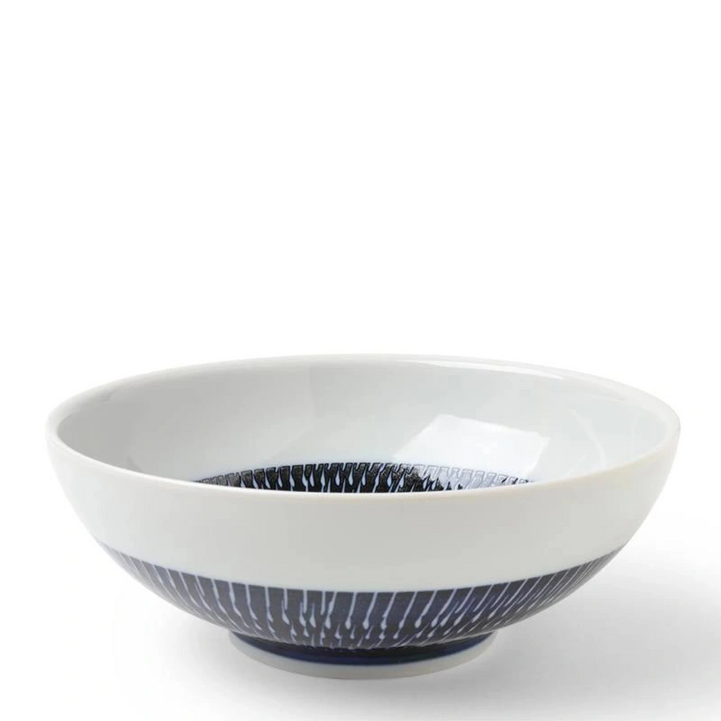 Indigo Tobi Kanna Bowl 8-3/8". Satin Indigo Tobikanna design serving/noodle bowl. 8-3/8" diameter x 3-1/4"h. 40 oz. capacity.