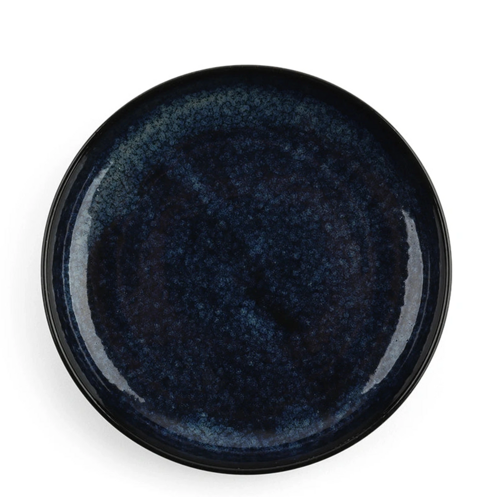 Namako Blue Pasta Plate.  One of our favorite shapes.  Perfect for everything! 8" diam. x 1.5"h. Ceramic.
Dishwasher/microwave safe. Made in Japan.