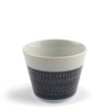 Tobikanna Blue Soba Cup. 3.5" diameter x 2.75"h. Ceramic. Microwave, dishwasher safe. Made in Japan. SKU 170-606B. UPC 845332034350. This cup is traditionally used as a soba dipping bowl but it can also be used for any type of dipping sauce, side dressing, snacks, candy, spices or even as a teacup. 