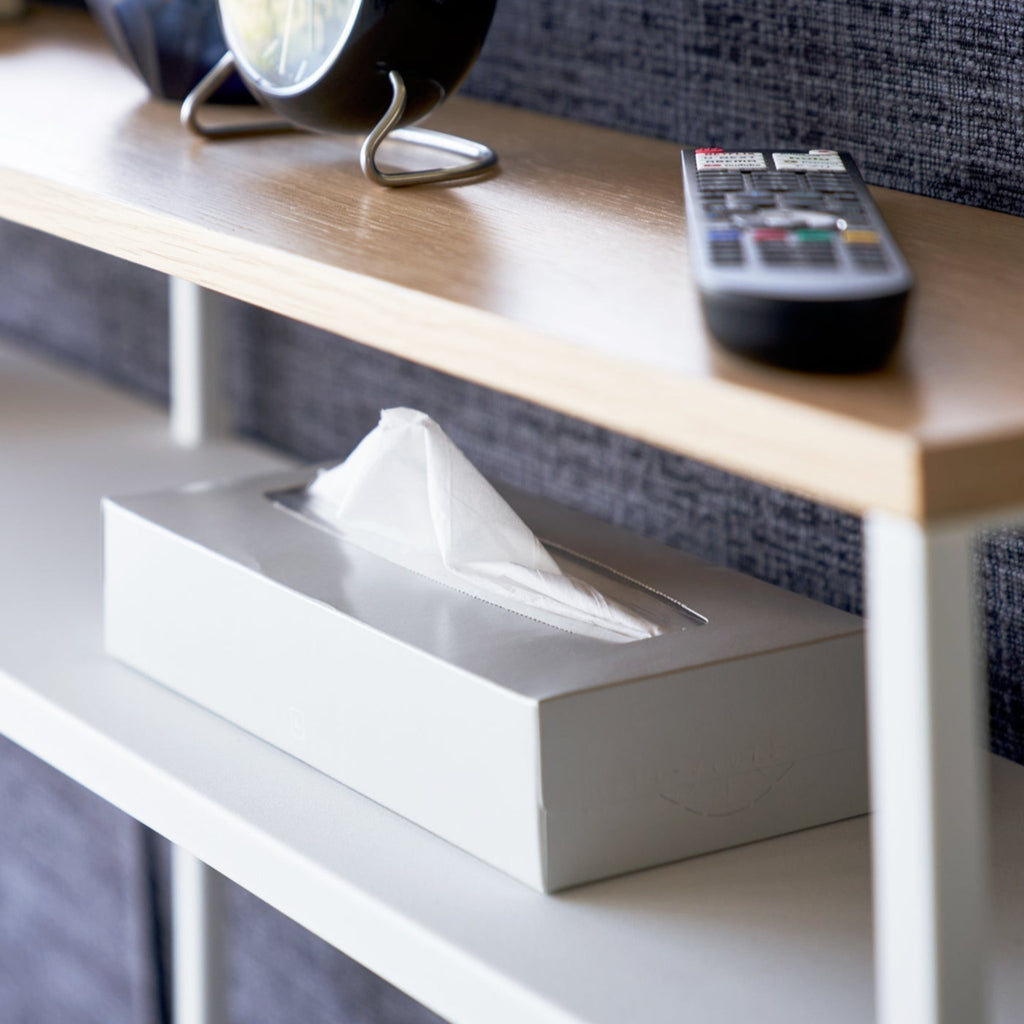 Shelf version provides extra storage for books, remote controls, and other knickknacks. Create a focal point with a touch of decor and keep your out-the-door essentials in one spot.