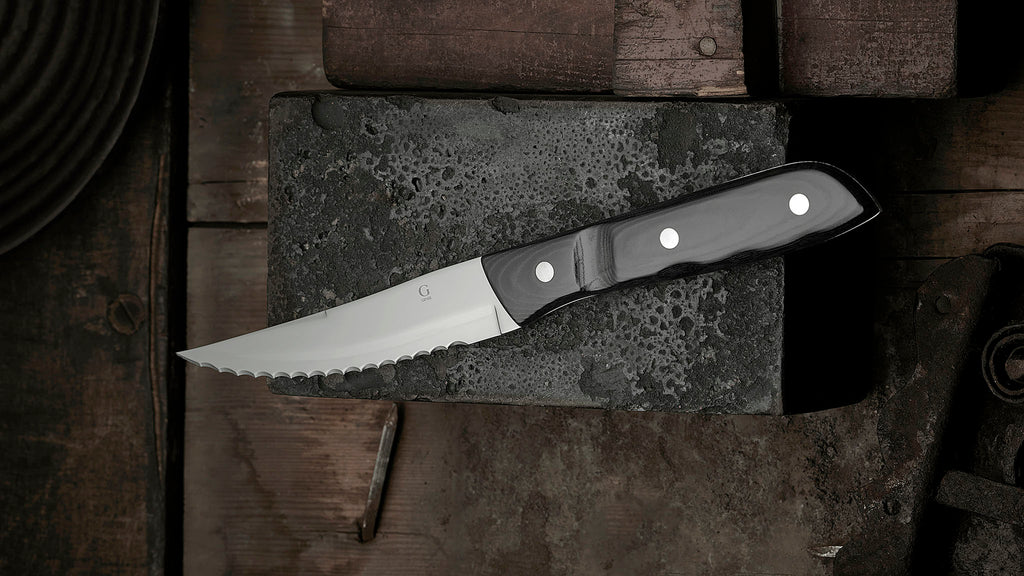 The Gense Old Farmer Steak Knife XL is a beautiful and rustic stainless-steel cutlery collection designed by Bent Severin, an industrial designer known for his pursuit of perfection in every material. He was considered one of Denmark’s leading sculptors and designers with significant influence in the creative world.