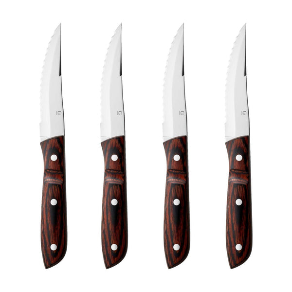 Old Farmer Classic Rosewood features a pressed rosewood handle and the blade is made of durable 18/8 stainless steel. 

Old Farmer is a beautiful and rustic stainless steel steak cutlery designed by Bent Severin, an industrial designer who worked with perfection in every material. He was considered one of Denmark’s leading sculptors and designers with significant influence in the creative world.
