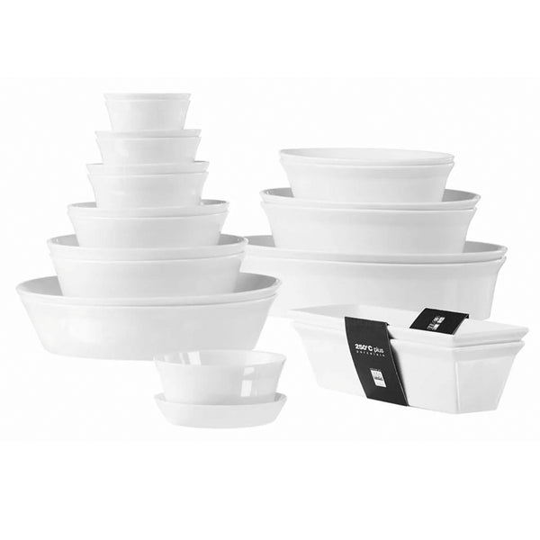 250°C Plus Porcelain Poletto collection by ASA Selection consists of various gratin/baking dishes - each with a lid - that become a real “service system” for the table. All the elements, made of porcelain, are multifunctional and oven resistant. With each you can braise, roast, au gratin, set the table, and serve.