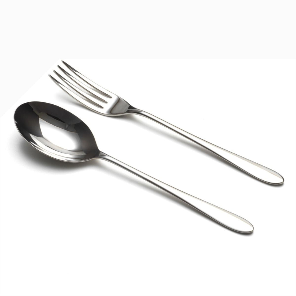 David Mellor Design Pride stainless steel large serving set boxed. Pride range has been expanded to include new large-size serving forks and spoons. These generous new serving pieces are available in specially created 70th anniversary boxed sets for a limited time.