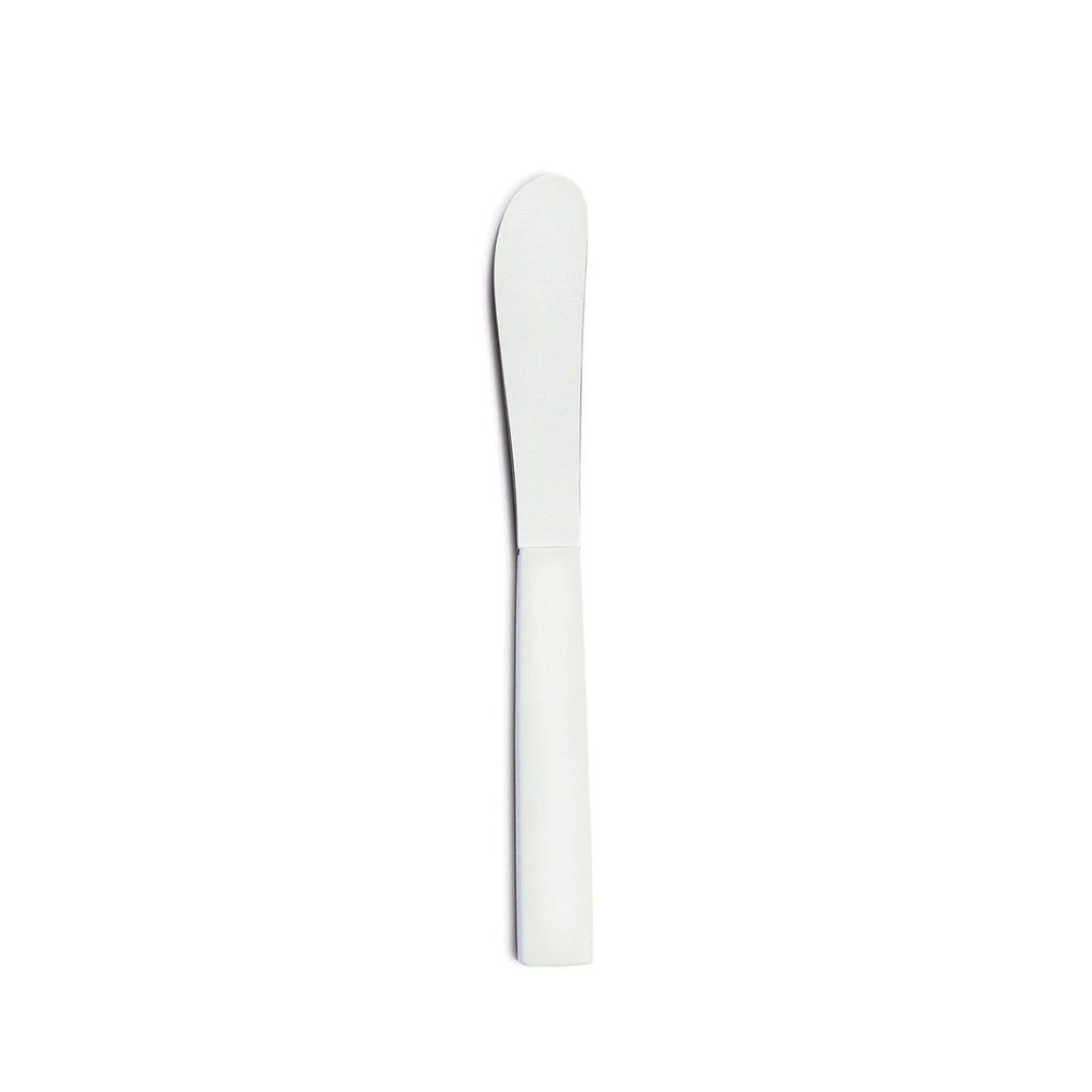 David Mellor Design Butter knife white handle. SKU 2533013. Perfect rounded blade for even spreading. Stainless steel with white acetal resin handle.