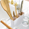 Adjustable utensil holder can be hung inside or outside the dish rack, depending on how full your dish rack gets. 