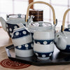 Mizutama teaware is now a staple and symbol for the Japanese dining table. Soesen Kiln craftsmen continue the traditional technique of hand making every part of the tea ware and hand-carving each piece to create the indented polka-dot design. 