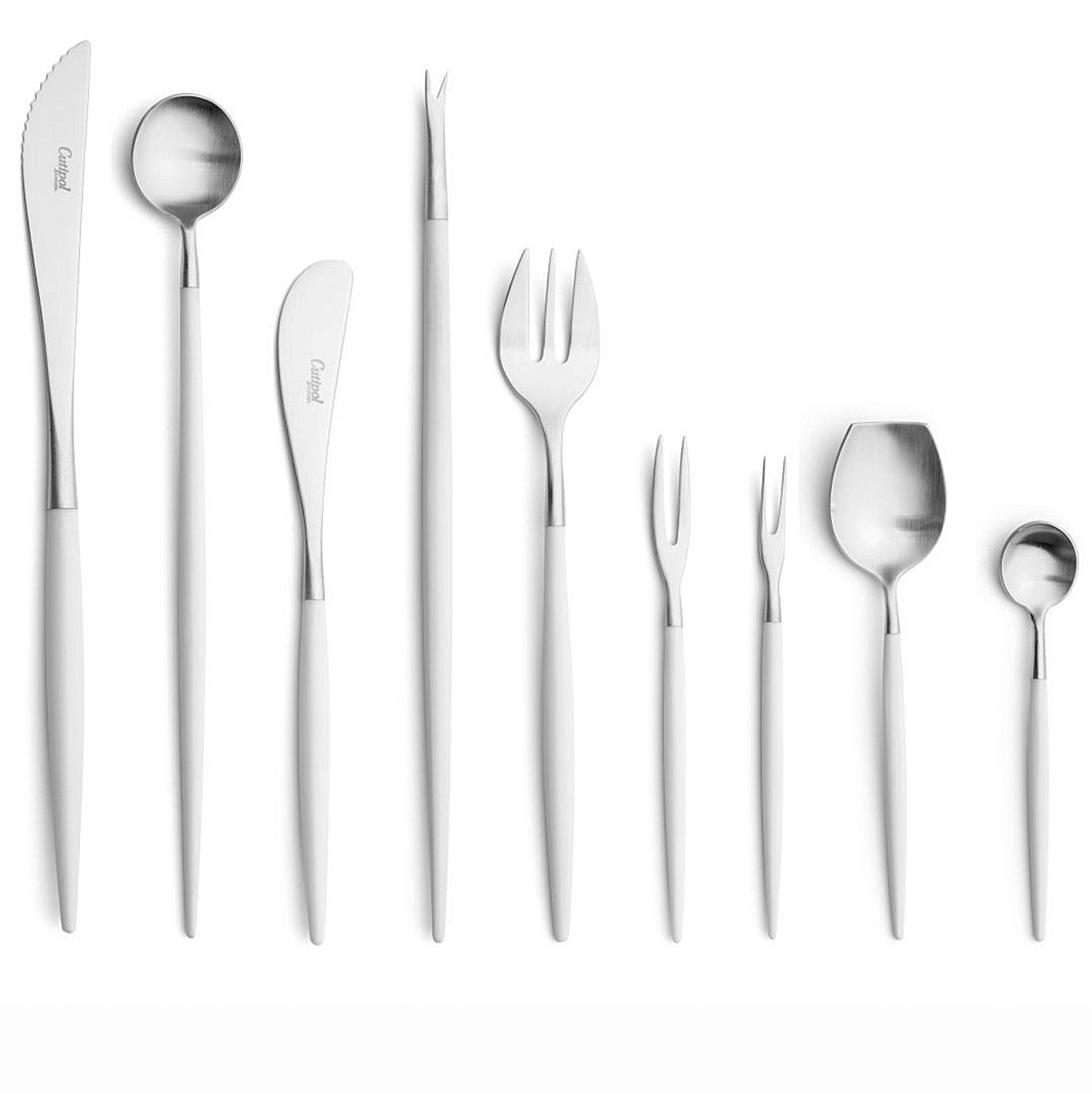 Cutipol Goa White Matte Brushed Stainless Steel Cutlery Collection