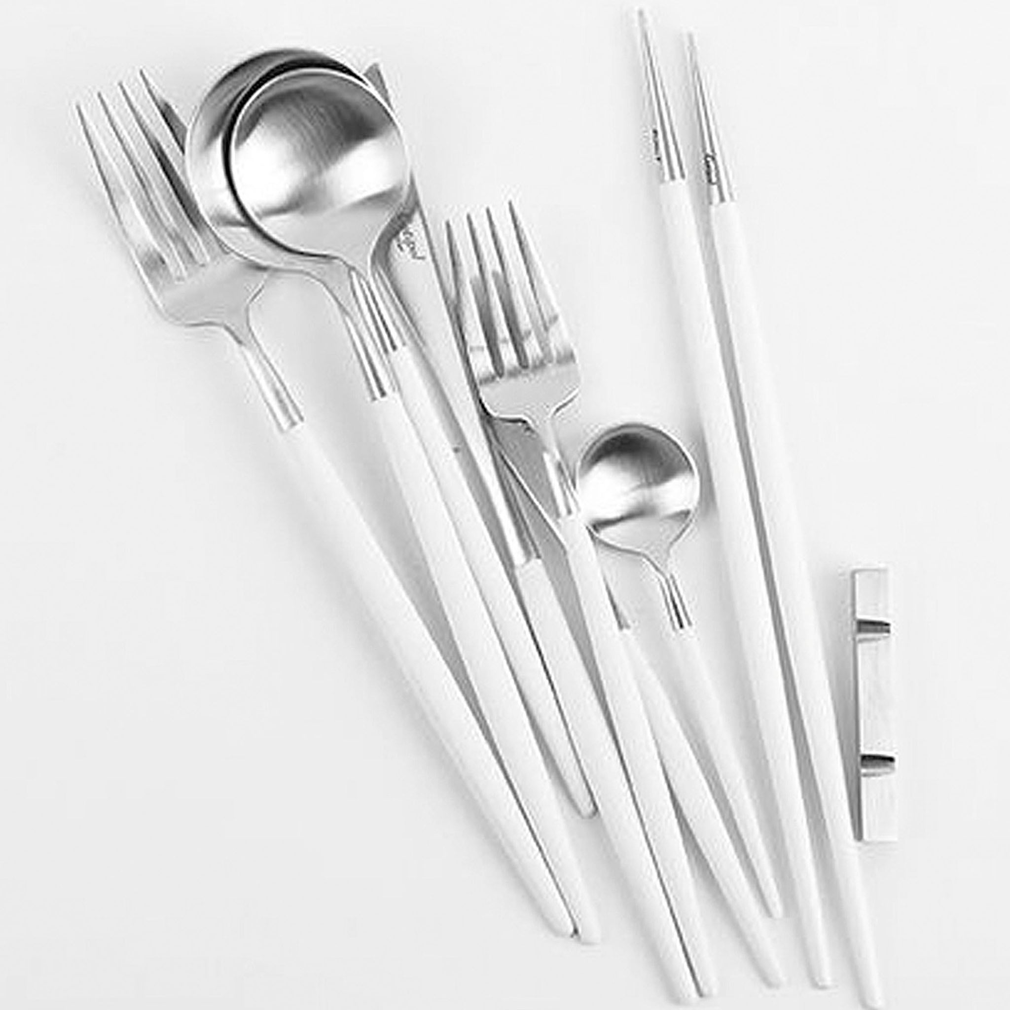 Cutipol Goa White Matte Brushed Stainless Steel Cutlery Collection