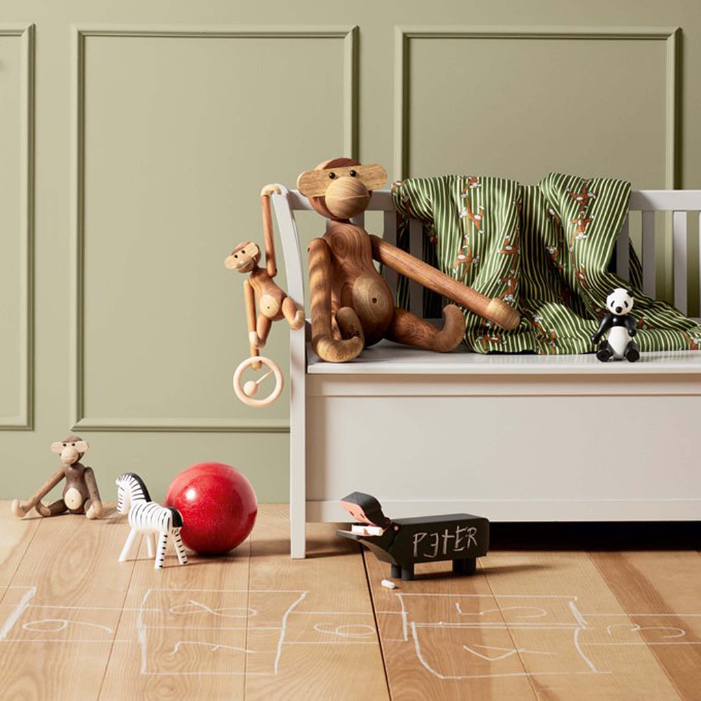 The Kay Bojesen monkey is a classic and a lovable friend who will be by our side through each stage of our lives – from the kids’ room to becoming a beloved design icon in the home. The first Monkey was born in 1951 and is still produced in the same way today as it was then. Each figure has been created by hand and crafted at a Danish wood-turning mill.