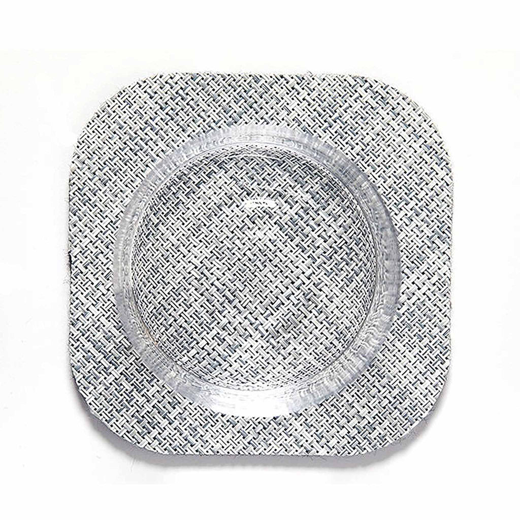 Chilewich Mini Basketweave Felt-Backed Square Coaster Set in Mist. SKU: 100534-034. A plush, protective layer of our BioFelt® backing cushions these durable yet refined coasters. Elegantly banded in sets of four, they’re ready for gifting.