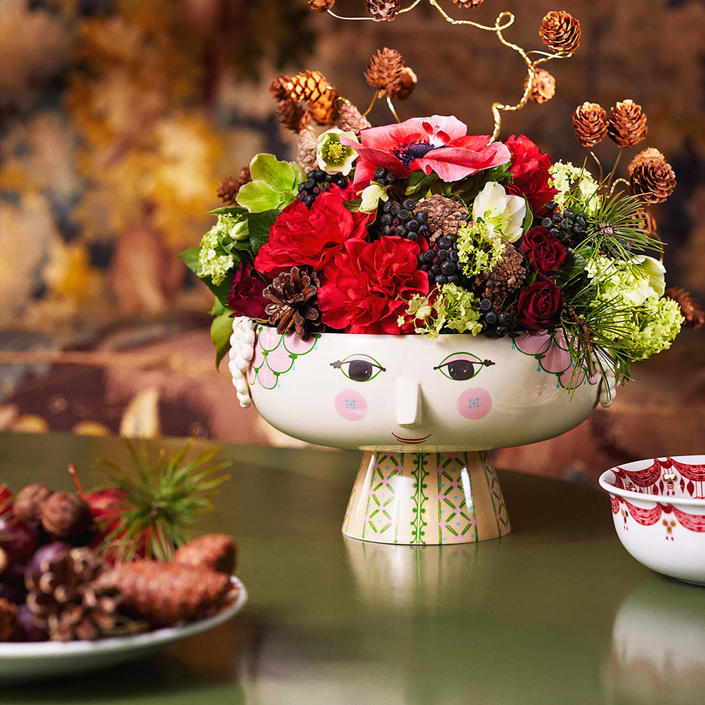 Attractive Eva, pink ceramic decorative bowl. Fill the bowl with Christmas goodies, a variety of nuts, dried apricots, sweet dates and maybe a selection of homemade Christmas confectionery. 