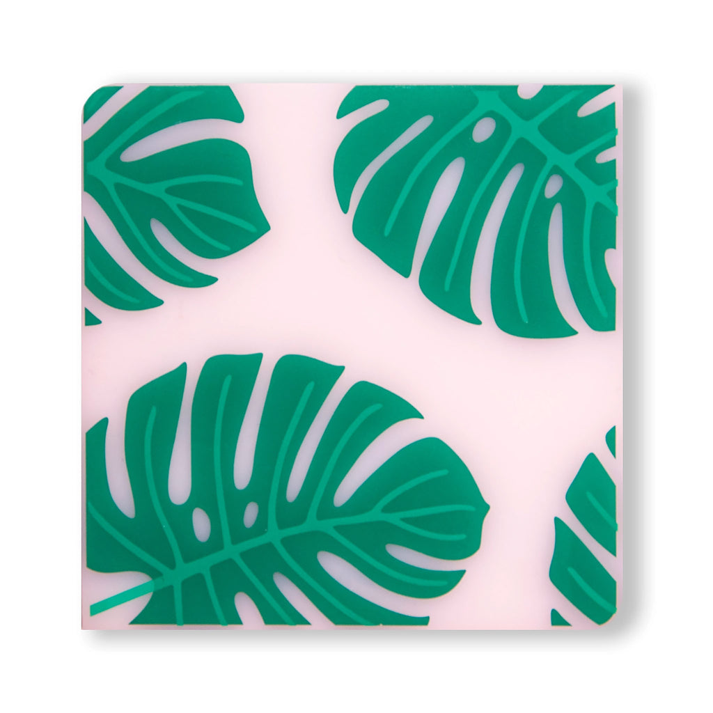 Monstera Deliciosa Conservatory Coaster by Sara Strand for modern-twist. modern-twist monstera deliciosa coaster delivers eco-friendly, elegant style to your home. Bring botanical beauty to your table with this soft, beautifully translucent pattern that enhances any surface while keeping lead, latex, phthalates, BPAs, & other harsh chemicals far away from your dinner. 