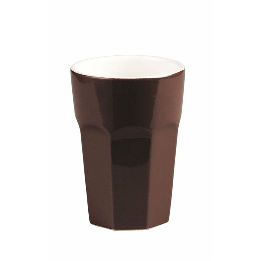 ASA Selection Caffe Tiamo Cafe Latte Classic Mug in chocolate. SKU 5082-167US. UPC 4024433255826. HANDMADE. MUGS are glazed outside in color, inside white. The laborious procedure requires high expectations of the “glazer.“ If the mug is dipped into the glaze just 1/2 mm too deep, the colored glaze runs into the inside mug and makes the mug unusable.