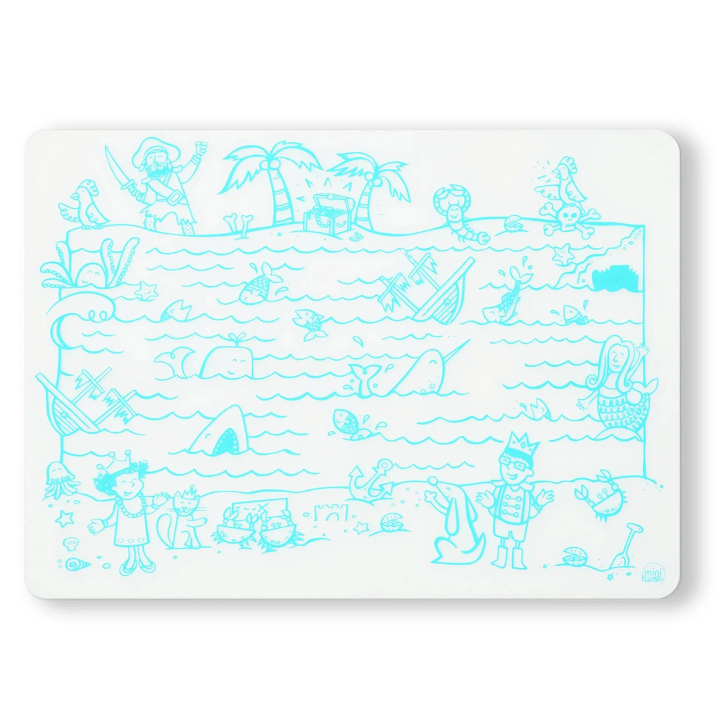 Mark Mat: Treasure Map. SKU DMTM, GTIN 81699001251600. Product doesn’t contain plastics, including bioplastics. The plastic-free mark-mat is crafted out of pure, silky soft silicone & designed for kids of all ages. 