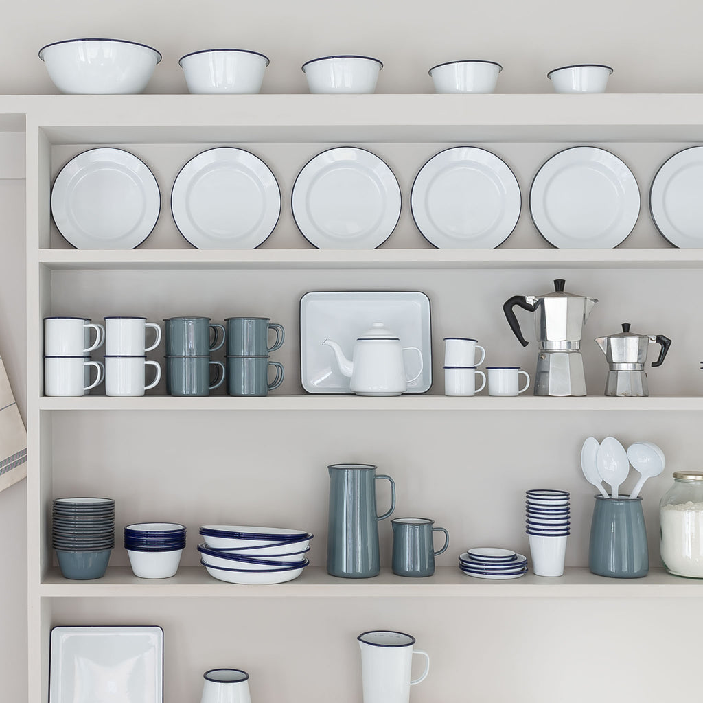 Originally manufactured in the Black Country area near Birmingham, England, Joe Kleiner & Sons created the original enamelware brand, distinctively ice-white with the blue rim, the classic design is still instantly recognisable to this day. In 2011, the original collection was revitalised – creating new colours and cookware sets along with increasing the gauge of the classic mug, making the products more durable and hard wearing.