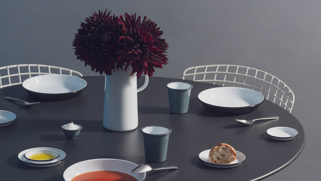 Originally manufactured in the Black Country area near Birmingham, England, Joe Kleiner & Sons created the original enamelware brand, distinctively ice-white with the blue rim, the classic design is still instantly recognisable to this day. In 2011, the original collection was revitalised – creating new colours and cookware sets along with increasing the gauge of the classic mug, making the products more durable and hard wearing.