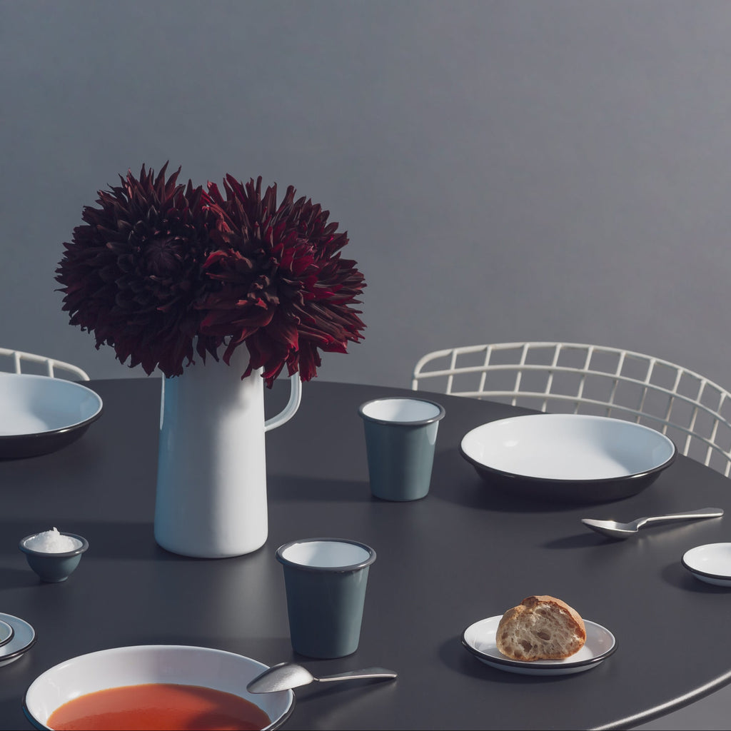 Originally manufactured in the Black Country area near Birmingham, England, Joe Kleiner & Sons created the original enamelware brand, distinctively ice-white with the blue rim, the classic design is still instantly recognisable to this day. In 2011, the original collection was revitalised – creating new colours and cookware sets along with increasing the gauge of the classic mug, making the products more durable and hard wearing.