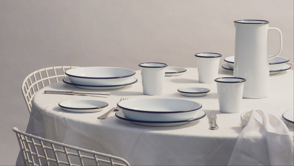 Originally manufactured in the Black Country area near Birmingham, England, Joe Kleiner & Sons created the original enamelware brand, distinctively ice-white with the blue rim, the classic design is still instantly recognisable to this day. In 2011, the original collection was revitalised – creating new colours and cookware sets along with increasing the gauge of the classic mug, making the products more durable and hard wearing.