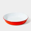 Falcon Enamelware MEDIUM SERVING DISH Pillarbox Red. The perfect size for serving a family salad or for use everyday as a fruit bowl. Our medium dish also nests perfectly into the larger.