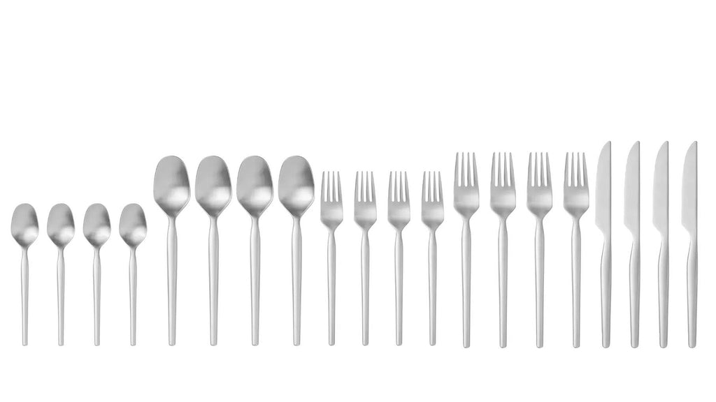 With Dorotea cutlery, Monica Förster has created a modern classic in matte finish 18/10 stainless steel.

Dorotea is distinguished by a dramatic shape which is distinctive yet soft. The perfect balance of the cutlery brings harmony to any table setting.