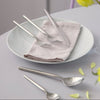 Dorotea 5-Piece Cutlery Set. The design is inspired by the nature around the small village of Dorotea. Here the ice the ice has created a landscape of mountains, valleys and large open spaces that together form soft, flowing shapes that endlessly replace each other. This transition is often overlooked, yet this is where the adventurous and surprising part of the design lies. 