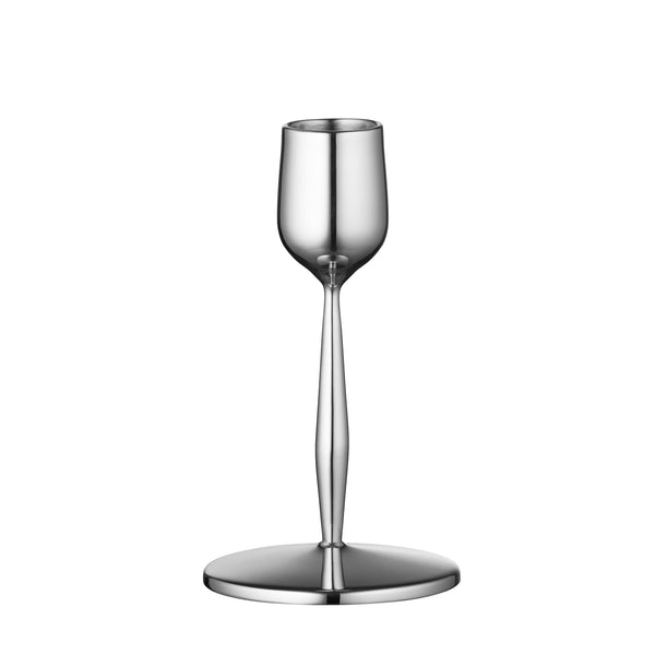 Made from recycled 18/10 stainless steel (SS304), this candlestick is part of the Dorotea collection - an homage to the natural area surrounding the small village of Dorotea. Here, ice has sculpted a landscape of mountains, valleys, and expansive open spaces, creating soft, fluid shapes that flow seamlessly into one another. This often-overlooked transition is where the true spirit of the design comes to life - subtle, yet full of depth and discovery.