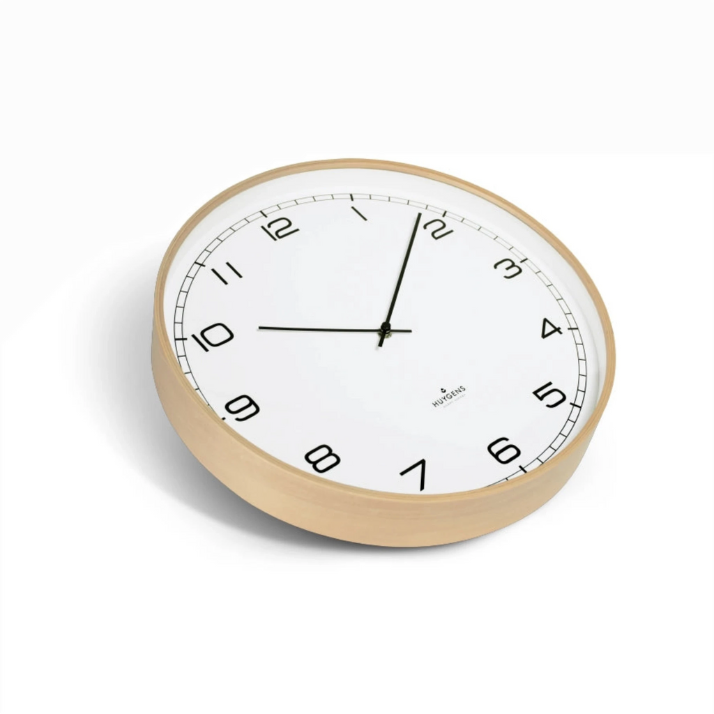 The wall clock is equipped with a smooth and silent movement, making it the ideal companion in a space designed for living, sleeping or working. Look no further than the Huygens Wood wall clock for a high-quality, beautiful and original interior timepiece.