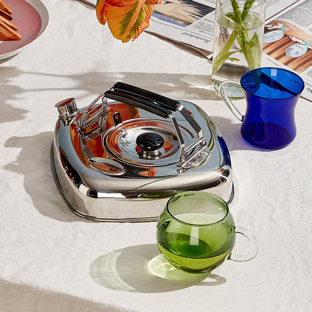 Using the Cube Kettle to make iced tea allows for easy transfer from the stovetop to the refrigerator, where its square shape saves space and its steel construction means cold drinks stay cooler longer as you serve them.