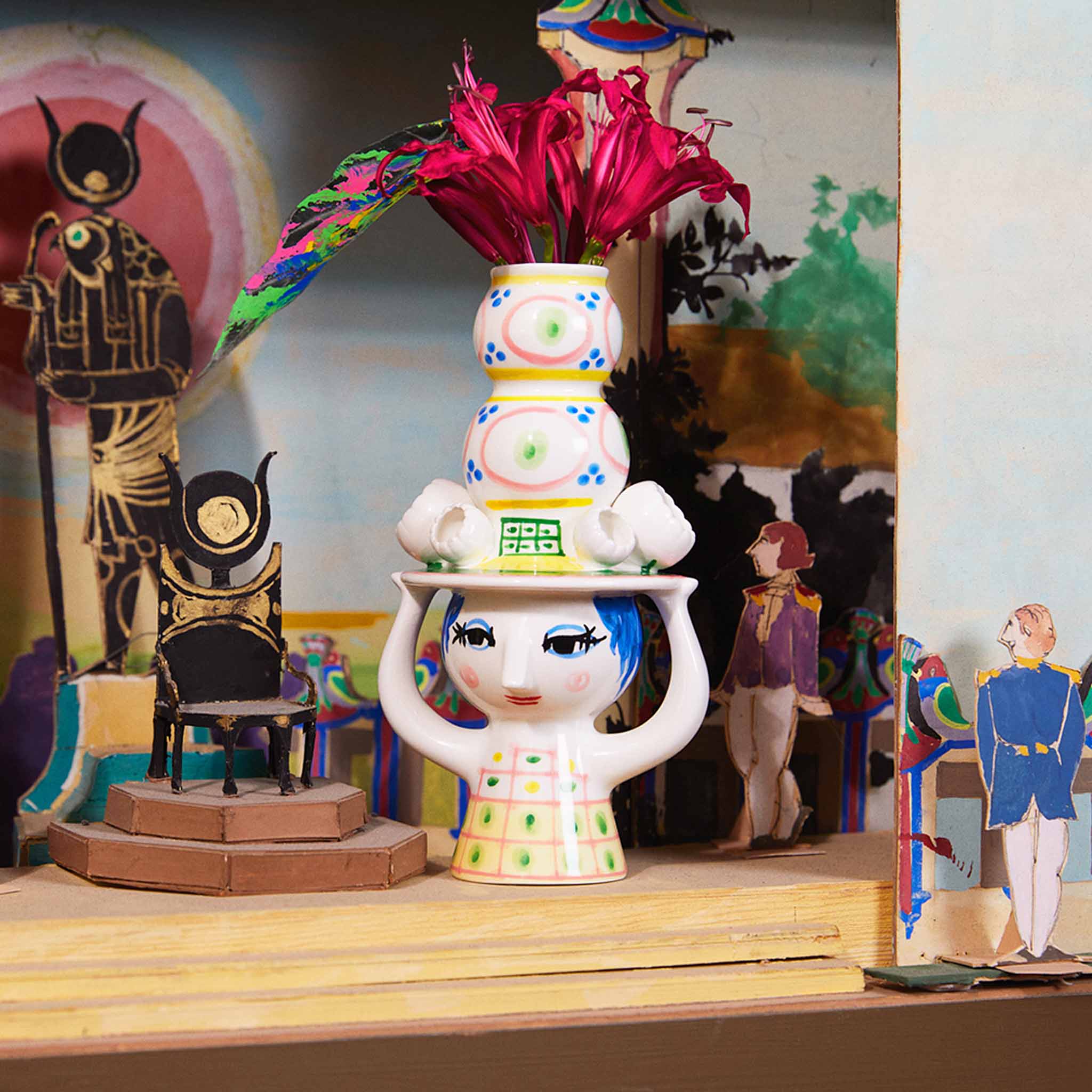 Bjørn Wiinblad Lady with Hat Vase and Candleholder Collection