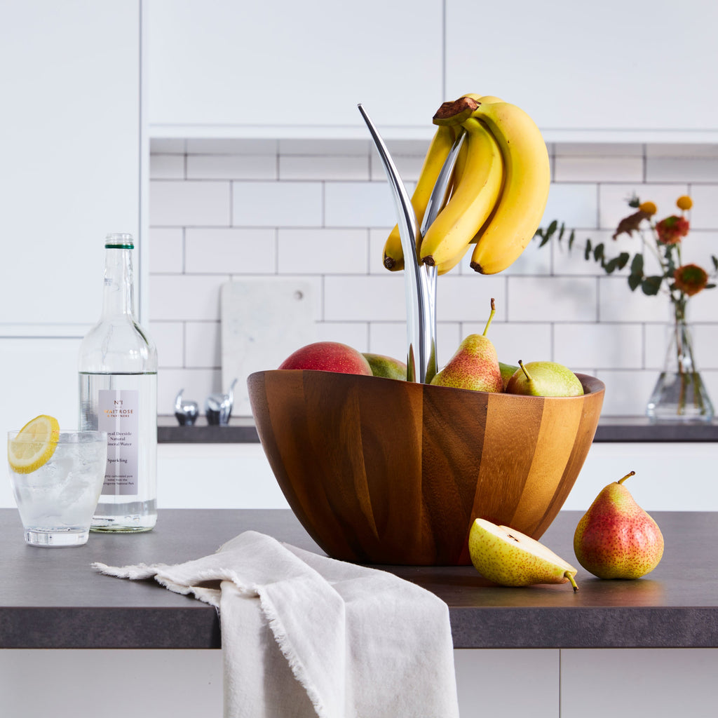 The Fruit Tree Bowl adds a delicious sense of fun and jubilation to the kitchen or dining room. Fill with seasonal produce and watch the fruit colors pop against the wood. 