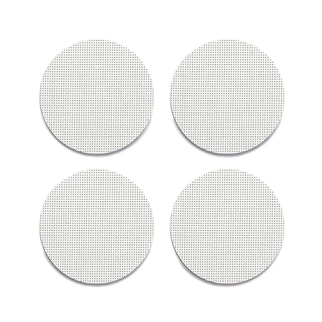 Chilewich Mini Basketweave Sandstone Coasters (Set of 4). SKU 100743-025. A plush, protective layer of our BioFelt® backing cushions these durable yet refined coasters. Elegantly banded in sets of four, they are ready for gifting. Made from recycled fibers, the cushioned base layer protects the underlying surface from moisture. Each coaster set includes four coasters in a single color. Suitable for indoor and outdoor use. Made in the USA. Free of phthalates.