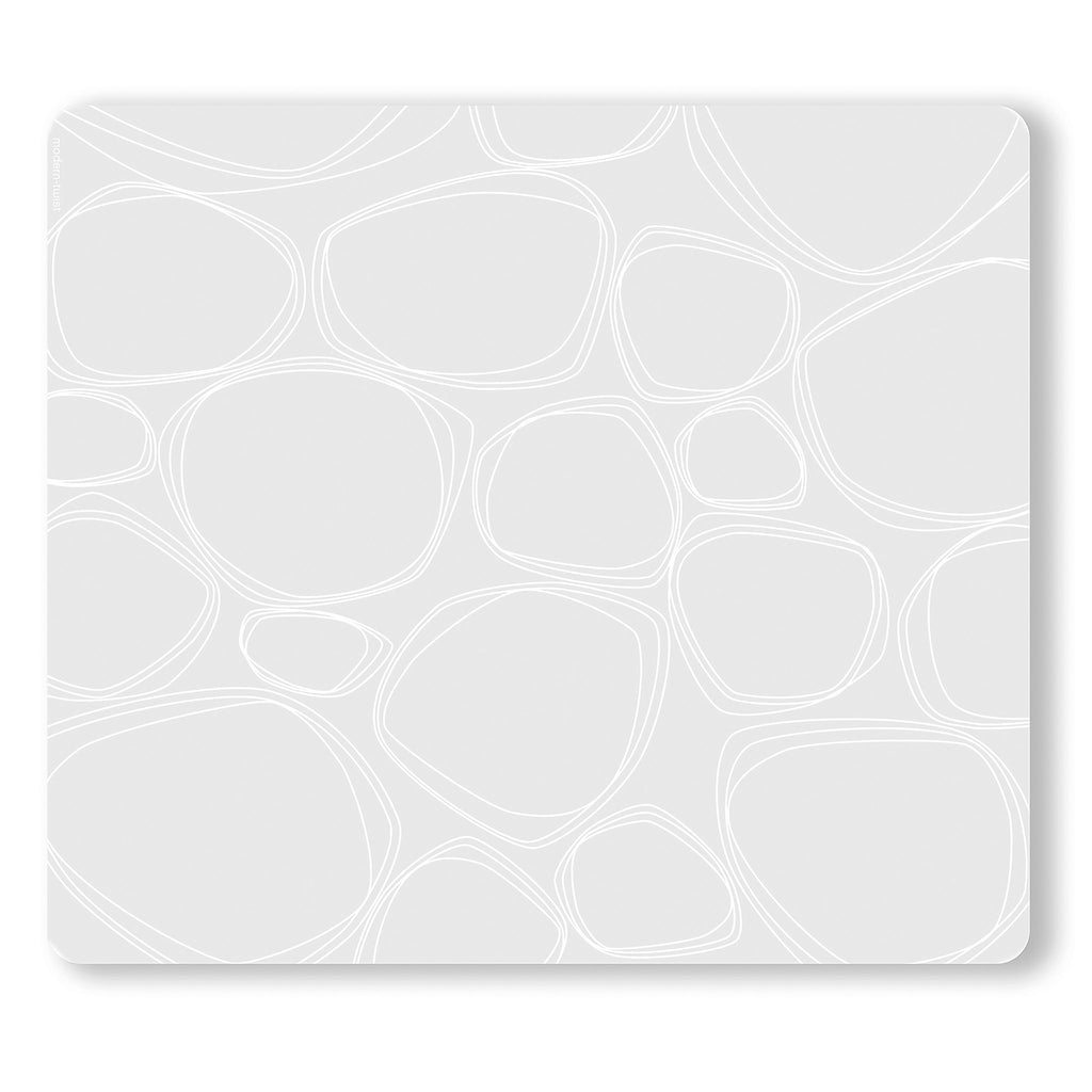 Modern-Twist silicone placemat is the innovative cornerstone to its collection. Made of plastic-free, platinum-grade silicone, the company's placemats are non-porous, crease-free, food-safe, and easy to clean – just wipe off or toss in the dishwasher. Perfect for any home! Placemat: Pebbles - White SKU: PM020; UPC 816990015142.