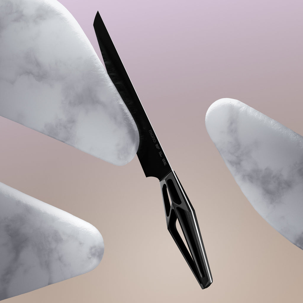 Mono SK59 Black ham slicer. SKU 59624. Mono SK59 Black ham slicer has a 21 cm long blade and a total length of 34 cm. With the extra fine cutting edge, roasts and other meat can also be cut perfectly.