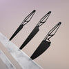 This set consists of Mono SK59 Black chef's knife, ham slicer and utility knife. Completely in black, this is how the variant of the high-end knife series Mono SK59 presents itself. The blade made of high-performance Sandvik 12C27TM steel is covered with a layer of so-called "Diamond-Like Carbon" (DLC).