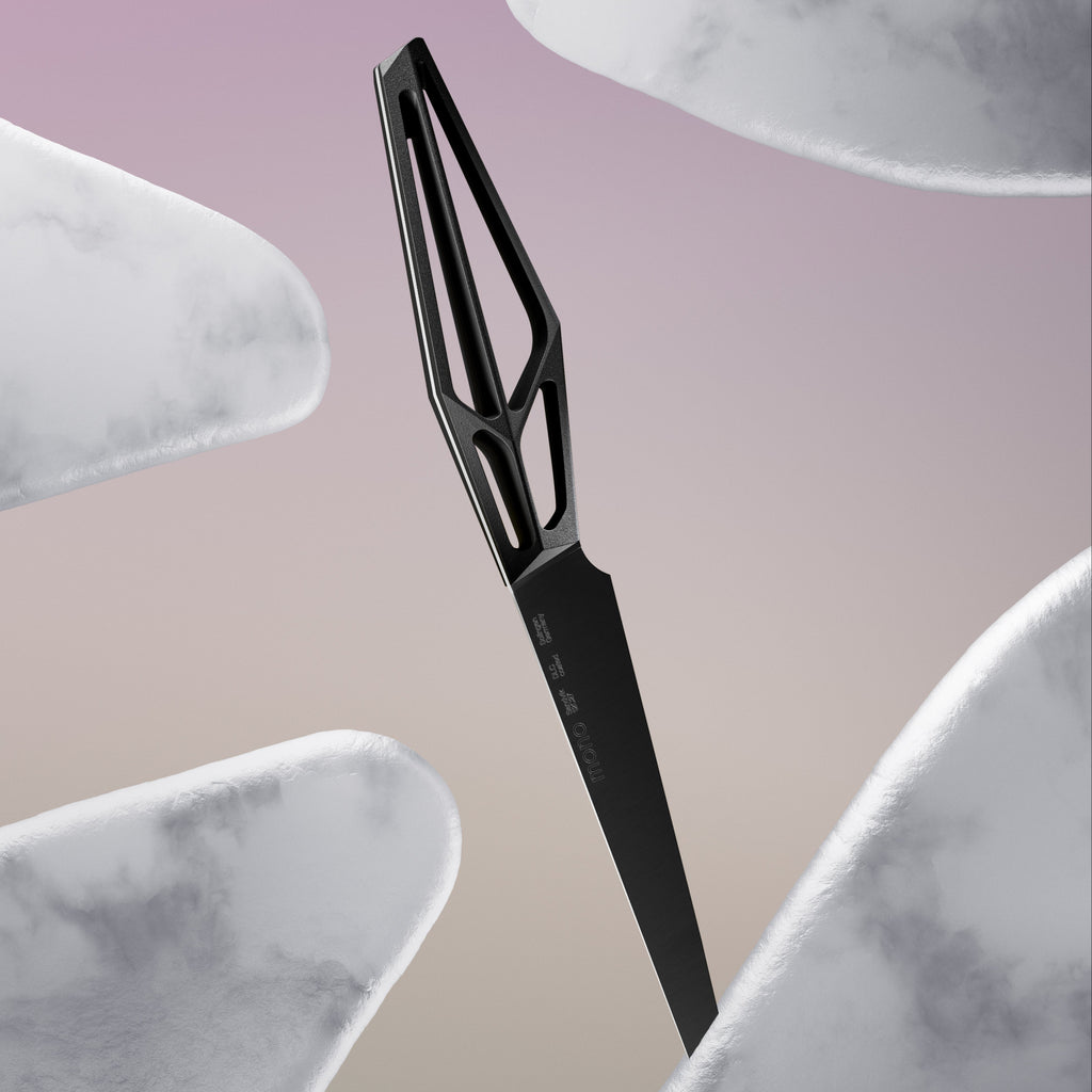 Mono SK59 Black utility knife. SKU 59647. Mono SK59 Black utility knife has a 14 cm long blade and a total length of 28 cm. It is the ideal kitchen aid for fruit and vegetables.