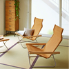 Nychair X may be built with simple parts, but they are crafted with precision that can only be achieved with advanced technologies. The manufacturing processes are run in Japan.

The angles and materials of each seat, armrest, and backrest are carefully crafted to support the body. The fabric adjusts itself to the shape and weight of the user's body, embracing it gently.The soft seat surface and smooth wooden armrests are pleasant to touch.