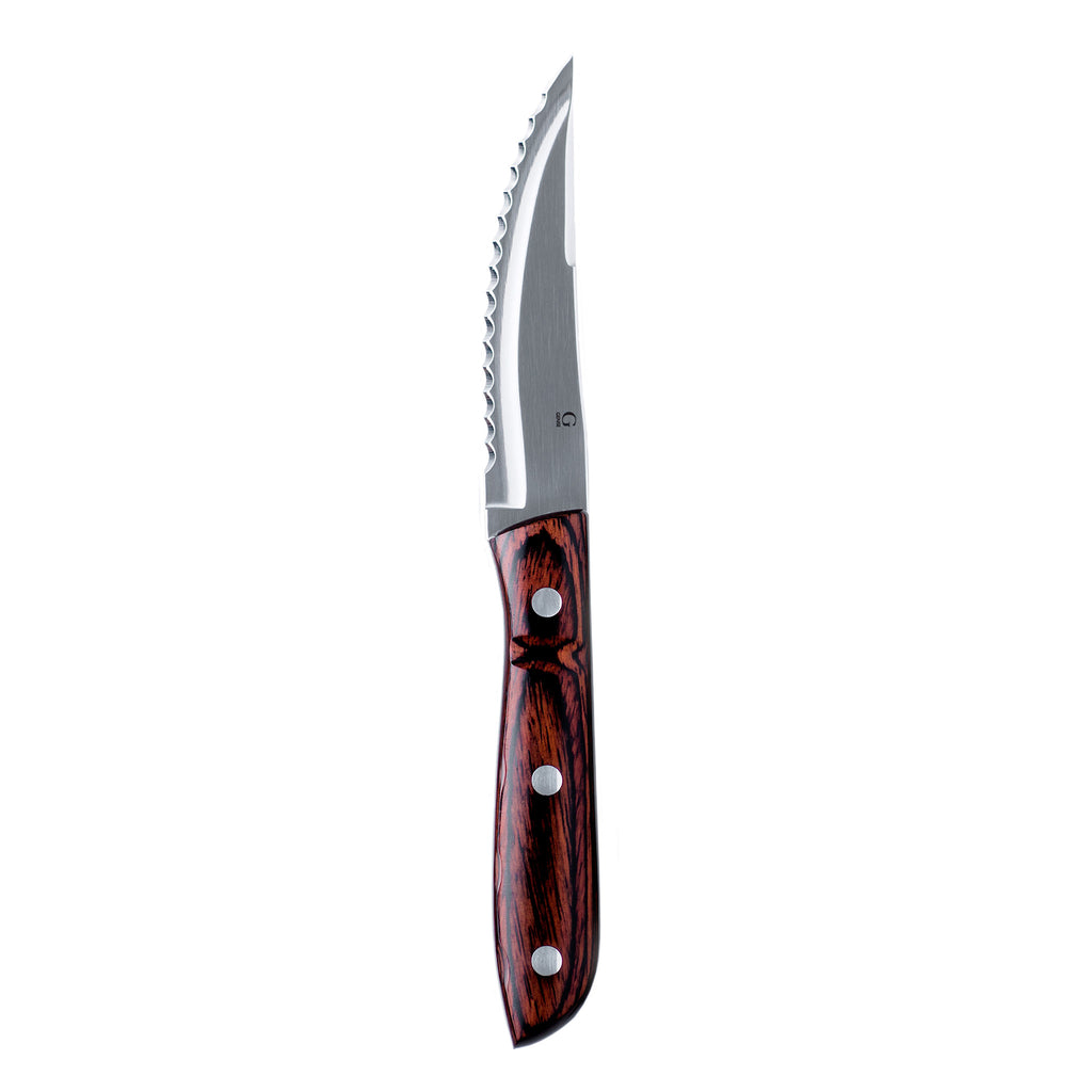 Old Farmer Micarta 4-Piece Steak Knife Set Classic Rosewood. Old Farmer Classic Rosewood features a pressed rosewood handle and the blade is made of durable 18/8 stainless steel. Old Farmer is a beautiful and rustic stainless steel steak cutlery designed by Bent Severin, an industrial designer who worked with perfection in every material. He was considered one of Denmark’s leading sculptors and designers with significant influence in the creative world.