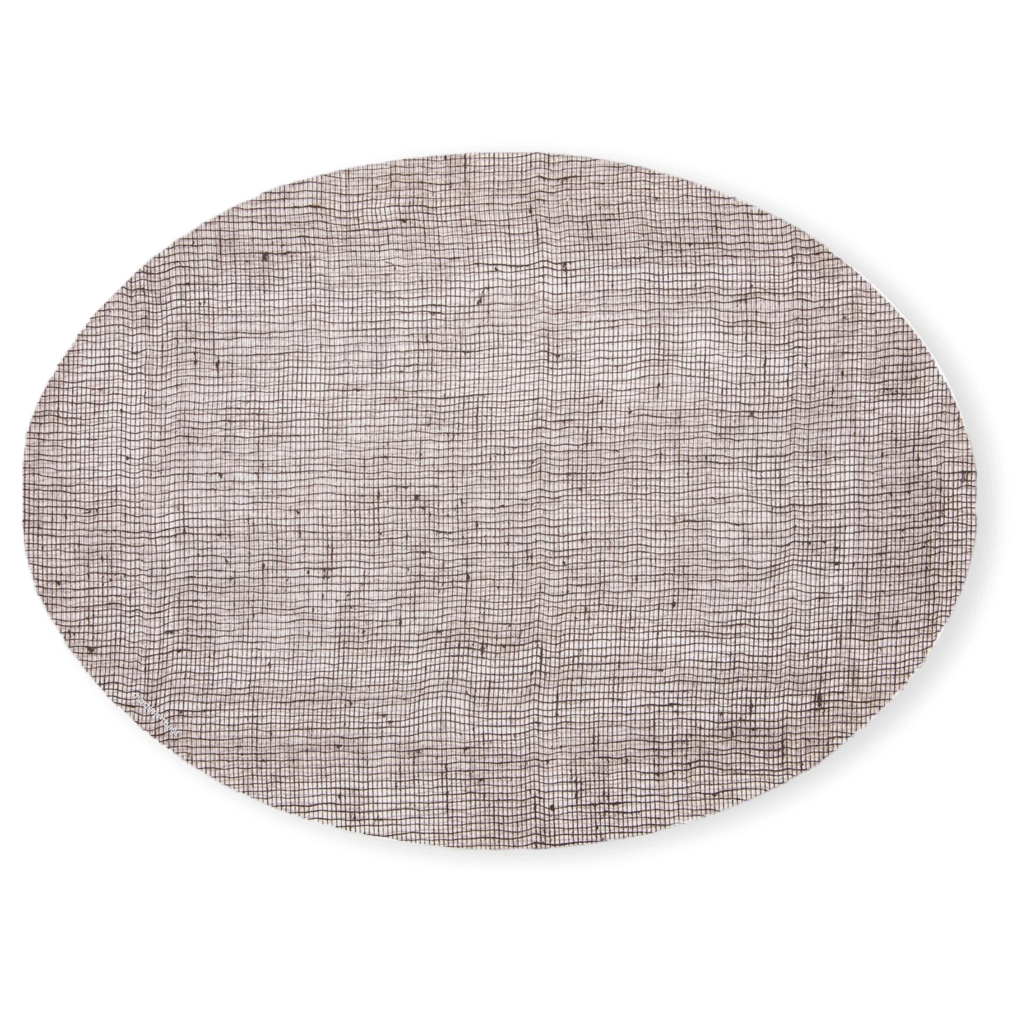 Modern-Twist Silicone Oval Linen Print Placemat - Thumbnail 2