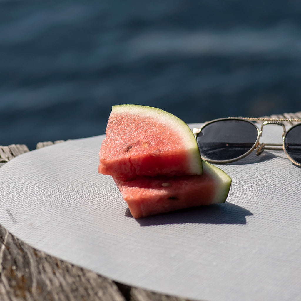 We’ve kept harsh chemical coatings off of all modern-twist products to keep you healthy + safe. Make sure to clean spills promptly to avoid staining your placemat + avoid punctures by keeping it away from sharp objects!
