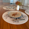 UPC# 854796002362. Round Placemat : Asawa Nest by Modern-Twist. Bring botanical beauty to your table with this soft, beautifully translucent pattern that enhances any surface while keeping lead, latex, phthalates, BPAs, & other harsh chemicals far away from your dinner. This forgiving placemat protects your surfaces from heat & water damage with silky soft, memory-free silicone that never wears or tears. The non-porous & germ-free material repels the biggest spills & wipes clean with ease.