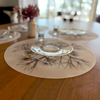 Bring botanical beauty to your table with this soft, beautifully translucent pattern that enhances any surface while keeping lead, latex, phthalates, BPAs, & other harsh chemicals far away from your dinner. This forgiving placemat protects your surfaces from heat & water damage with silky soft, memory-free silicone that never wears or tears. The non-porous & germ-free material repels the biggest spills & wipes clean with ease, leaving you free to enjoy the subtle designs & rich colors for many years to come