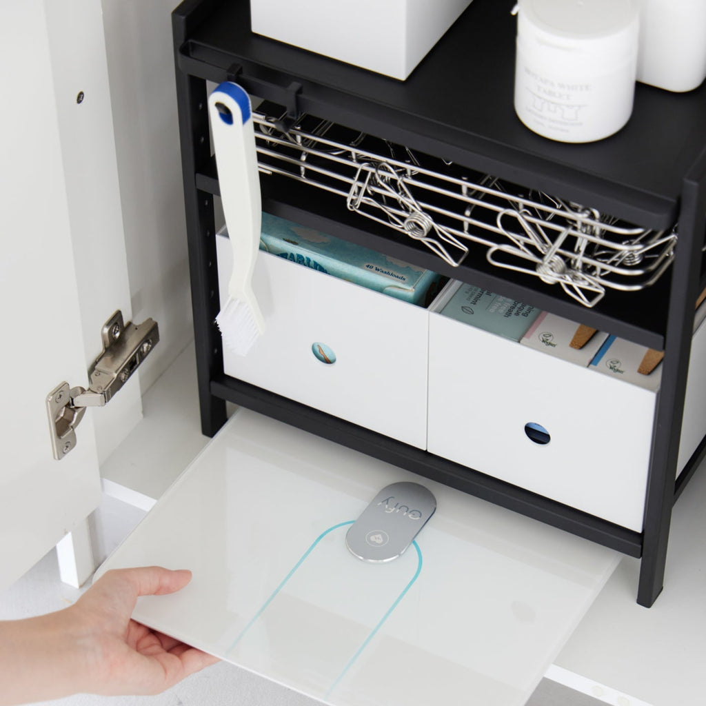 Customize to suit your storage needs. This three-tier steel kitchen storage rack is your helpful aid for cabinet organization! Adjust the bottom two shelves as you wish to store baking sheets, electric burners, pots and pans, and other bulky kitchen appliances that are otherwise hard to store. 