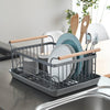 Despite being a relatively large kitchen appliance, dish rack aesthetics are usually overlooked. The stylish wooden handles not only elevate the design and give the whole kitchen a lift, but also make this steel dish rack much easier to lift and carry.