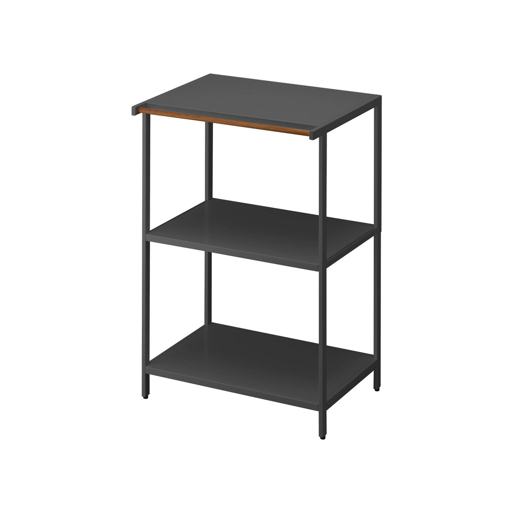 At a comfortable 35-inch height, roughly the height of a standard countertop, create an instant and sleek organization nook in any underutilized area. Comes with three shelves.